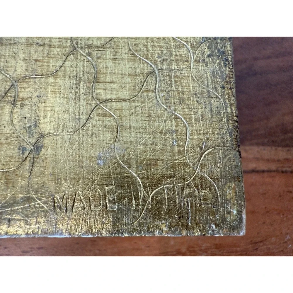 Vintage Handmade in Italy Gold Leaf Wood Trinket Jewelry Box Florentine